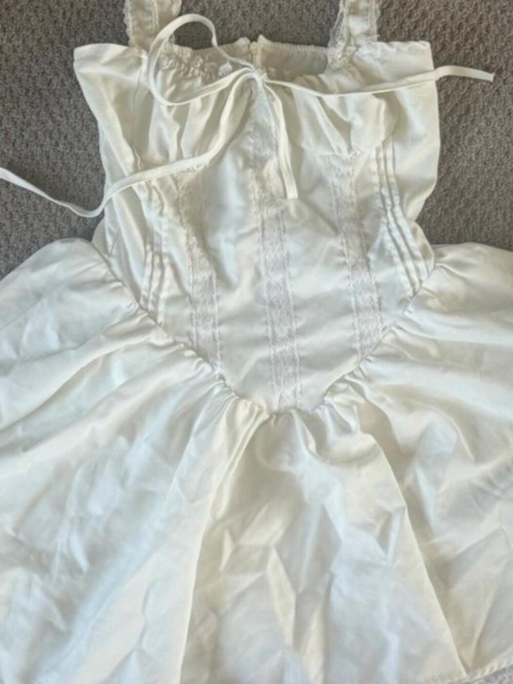 Women's White and Cream Dress